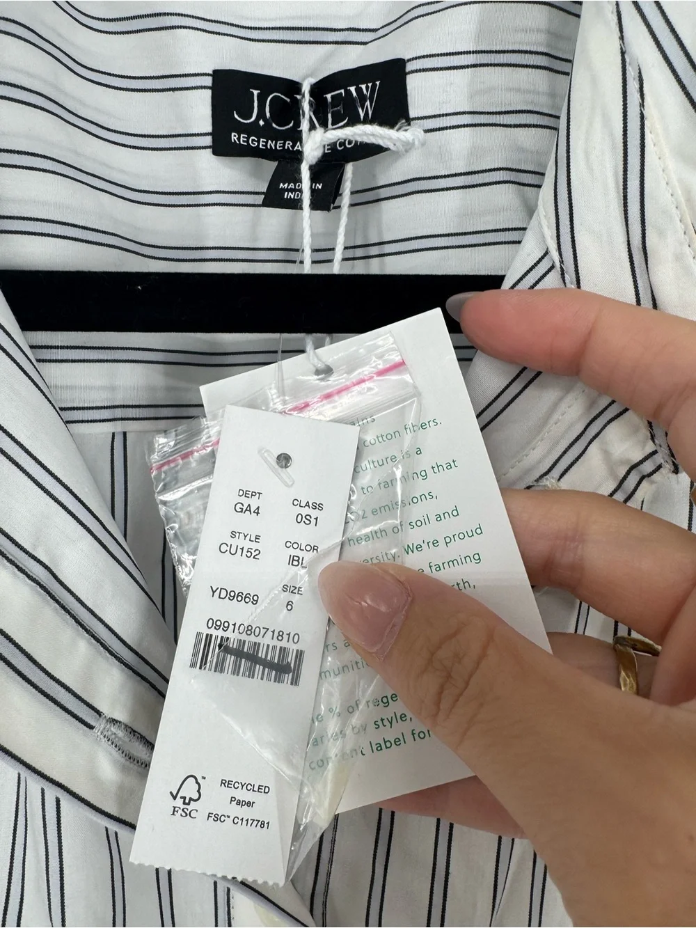NWT J. Crew Cerise Mini Shirt Dress Striped Cotton Poplin Ivory Blue Size 6
